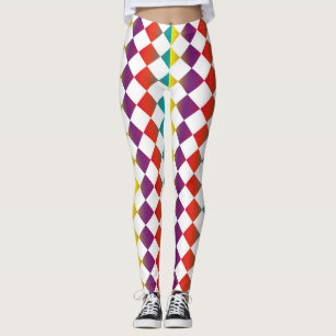 Kleurrijk ruitpatroon met schaakbord leggings