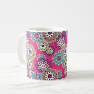 Kleurrijk rustiek bloemmotief retro  koffiemok