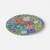 Kleurrijk , rustiek , patchwork , lapjes papieren bordje (Gekanteld)