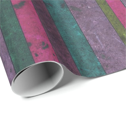 Kleurrijk Rustisch Hout Kijk Roze Blauwgroen Paars Cadeaupapier (Rol Hoek)