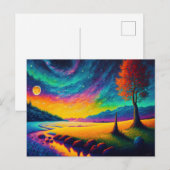 Kleurrijk 's nachts landschap briefkaart (Voorkant / Achterkant)