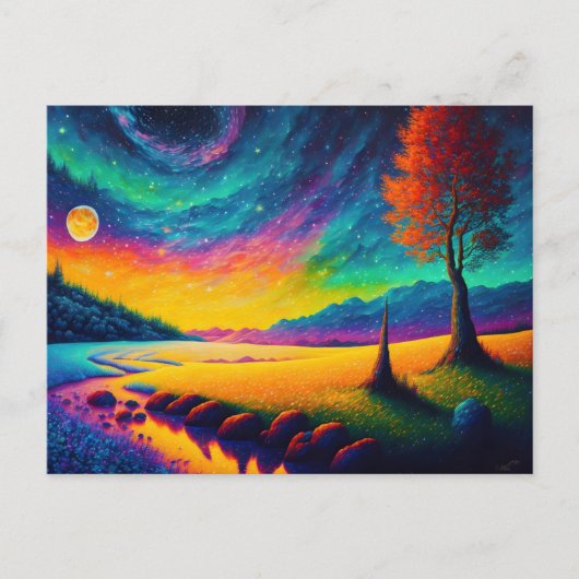 Kleurrijk 's nachts landschap briefkaart (Voorkant)