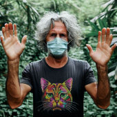 Kleurrijk Sad Kat T-shirt