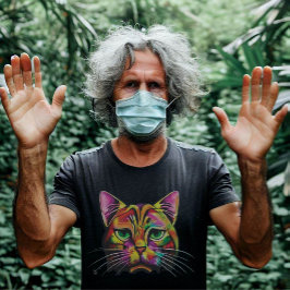 Kleurrijk Sad Kat T-shirt