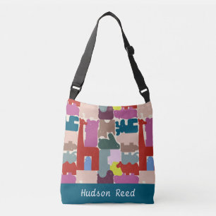 Kleurrijk Safari Dieren Patroon Kids & Baby Aangep Crossbody Tas