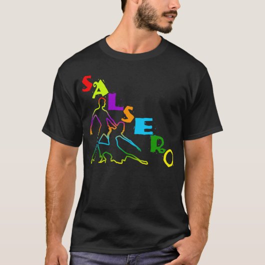 Kleurrijk SALSERO T-Shirt met dansende koppels (Voorkant)