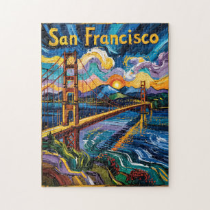 Kleurrijk San Francisco Californië Van Gogh Vintag Legpuzzel
