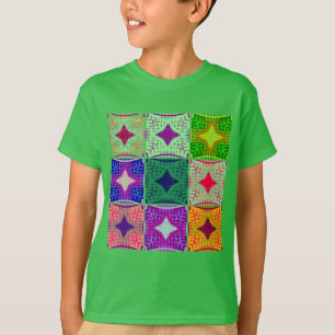 Kleurrijk Schaakbord: Een Sterren Design T-shirt