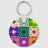 Kleurrijk schaakbord: een sterrenontwerp sleutelhanger (Voorkant)