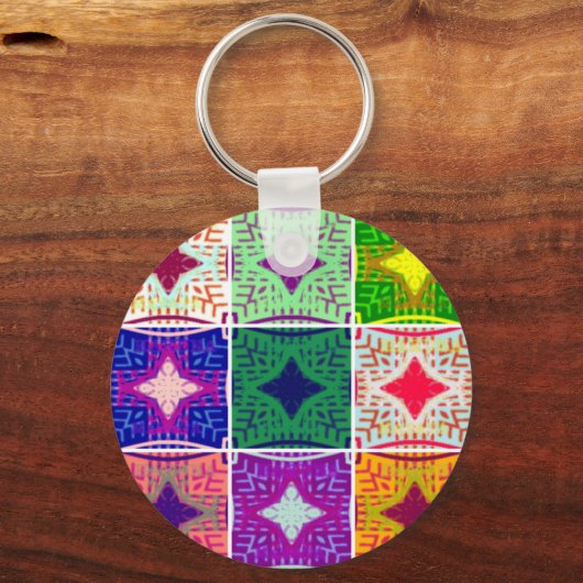 Kleurrijk schaakbord: een sterrenontwerp sleutelhanger (Voorkant)