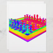 Kleurrijk schaakbord en schaakstukken (Voorkant / Achterkant)