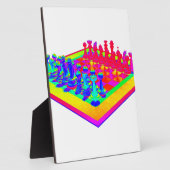 Kleurrijk schaakbord en schaakstukken fotoplaat (Zijkant)