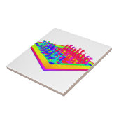 Kleurrijk schaakbord en schaakstukken tegeltje (Zijkant)