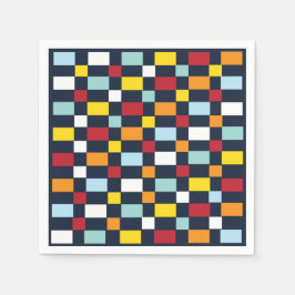 Kleurrijk schaakbordfeest servet