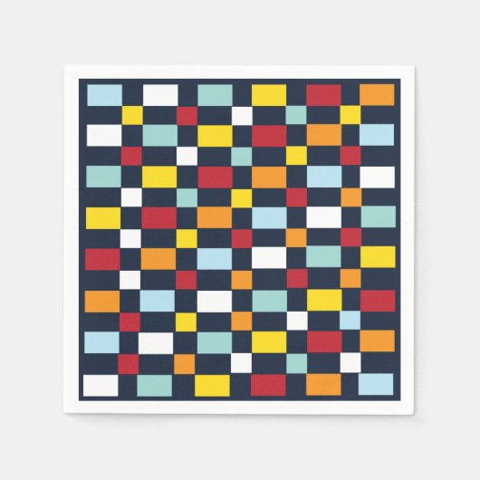 Kleurrijk schaakbordfeest servet (Voorkant)