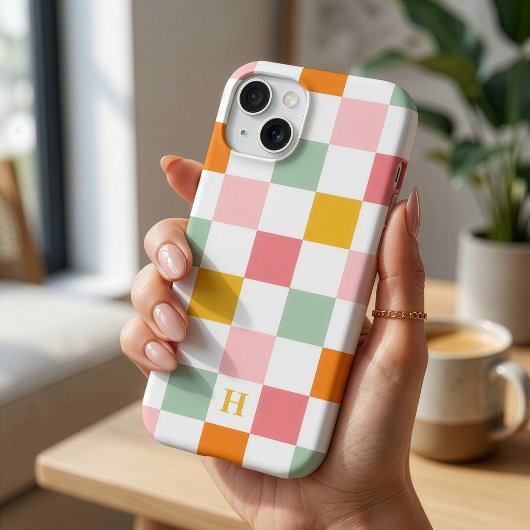 Kleurrijk Schachbrett Monogram Case-Mate iPhone Case