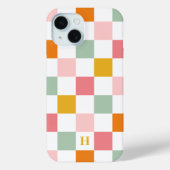 Kleurrijk Schachbrett Monogram Case-Mate iPhone Case (Achterkant)