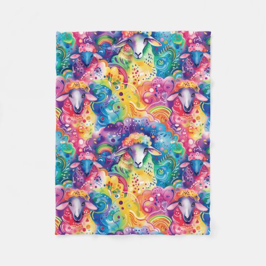 Kleurrijk schapenpatroon fleece deken (Voorkant)