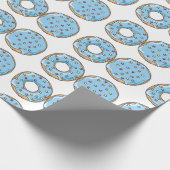 Kleurrijk Schattig Blauw Donuts Verjaardagsfeest Cadeaupapier (Hoek)