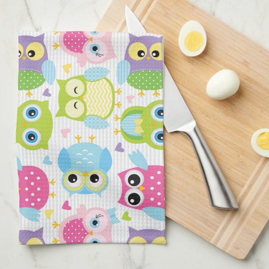 Kleurrijk schattig eigenaardewerk theedoek (Quarter Fold)