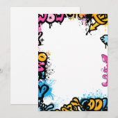 Kleurrijk schattig graffiti lijst, poster of poste feestdagenkaart (Voorkant / Achterkant)
