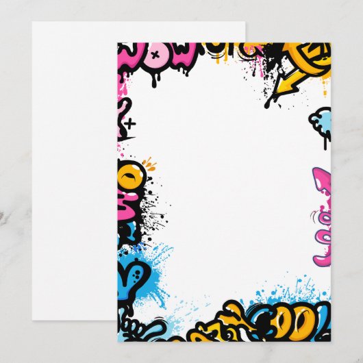 Kleurrijk schattig graffiti lijst, poster of poste feestdagenkaart (Voorkant / Achterkant)