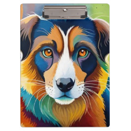 Kleurrijk schattig hondenportret close-up klembord