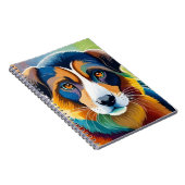 Kleurrijk schattig hondenportret close-up notitieboek (Rechterzijde)