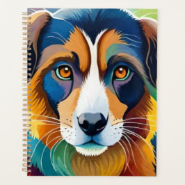 Kleurrijk schattig hondenportret close-up planner