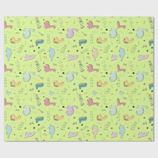 Kleurrijk, schattig patroon van de cartoon van din cadeaupapier (Vlak)