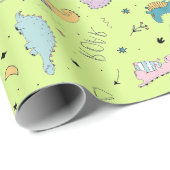 Kleurrijk, schattig patroon van de cartoon van din cadeaupapier (Rol Hoek)