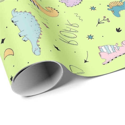 Kleurrijk, schattig patroon van de cartoon van din cadeaupapier (Rol Hoek)