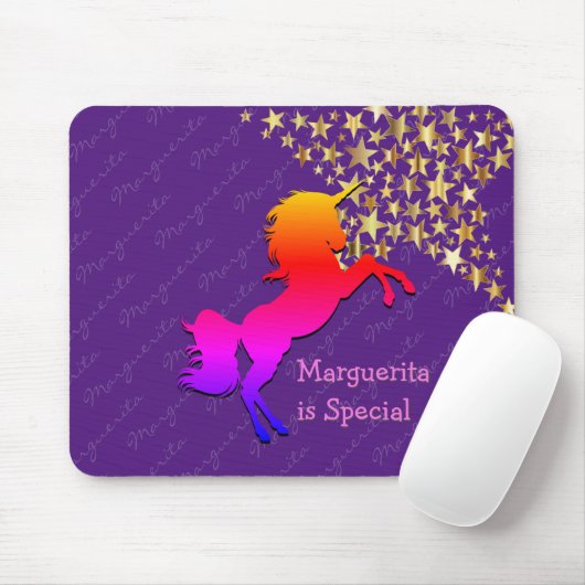 Kleurrijk, schattig UNICORN Aangepast PAARS Muismat (Met muis)