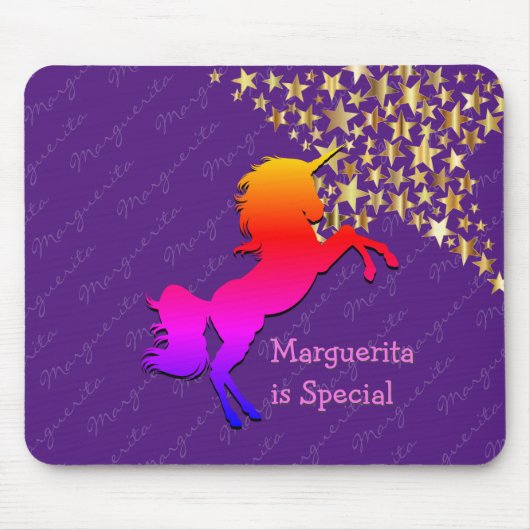 Kleurrijk, schattig UNICORN Aangepast PAARS Muismat (Voorkant)