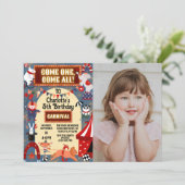 Kleurrijk Schattige Carnaval Circus Foto Verjaarda Kaart (Staand voorkant)