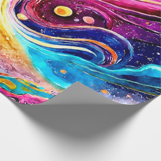 KLEURRIJK SCHATTIGE GALAXY PLANET ONTWERP CADEAUPAPIER (Hoek)