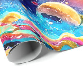 KLEURRIJK SCHATTIGE GALAXY PLANET ONTWERP CADEAUPAPIER (Rol Hoek)