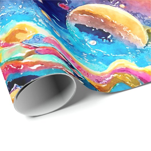 KLEURRIJK SCHATTIGE GALAXY PLANET ONTWERP CADEAUPAPIER (Rol Hoek)