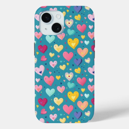 Kleurrijk Schattige hartpatroon Case-Mate iPhone Case (Achterkant)