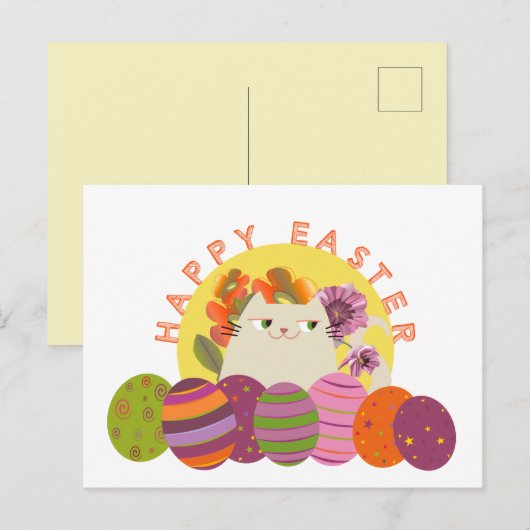 Kleurrijk Schattige Pasen Feestdagenkaart (Voorkant / Achterkant)