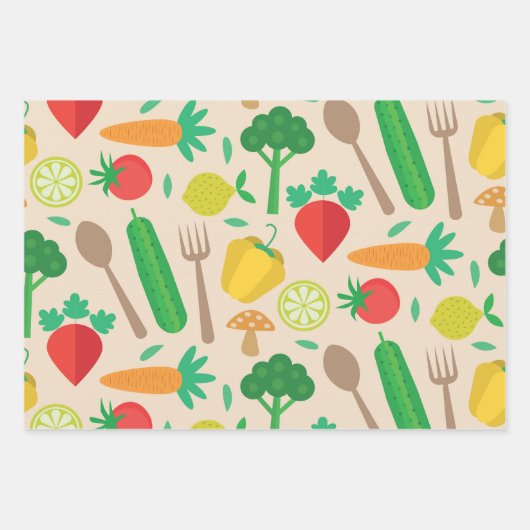 Kleurrijk Schattige plantaardig patroon Inpakpapier Vel (Voorkant 3)