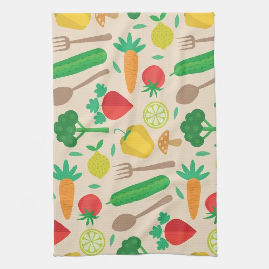 Kleurrijk Schattige plantaardig patroon Theedoek (Verticaal)