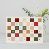 Kleurrijk Schattige Vrolijk Kerstfeest Checkerboa Folie Feestdagenkaart (Staand Voorkant)