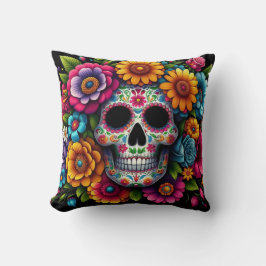Kleurrijk schedelkussen! kussen