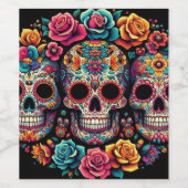 Kleurrijk schedellabel! wijn etiket (Enkel label)