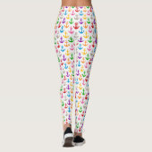 Kleurrijk scheepsankerontwerp wit leggings (Achterkant)
