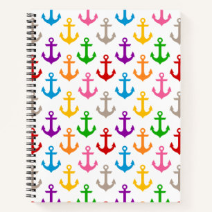 Kleurrijk scheepsankerontwerp wit  notitieboek