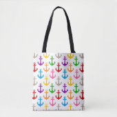 Kleurrijk scheepsankerontwerp wit tote bag (Voorkant)