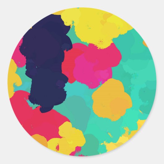 Kleurrijk Schilder Feest Kunst Ambachten Verjaarda Ronde Sticker (Voorkant)