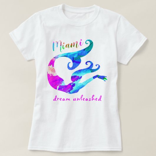 Kleurrijk schilderen van Miami Mermaid Dream ontke T-shirt (Design voorkant)